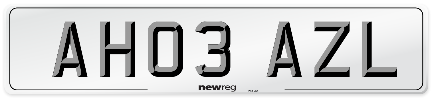 AH03 AZL Number Plate from New Reg